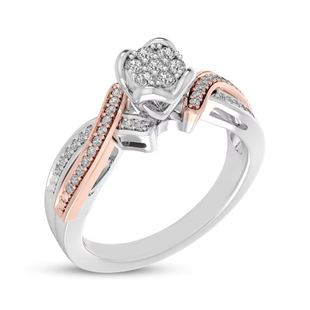 Multi diamond halo promise ring